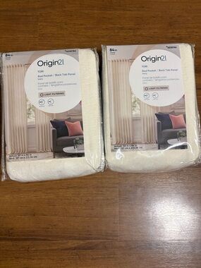 Origin21 Tori Rod Pocket Back Tab Panel Curtains - Ivory